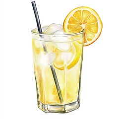 ice Lemonade watercolor clipart illustration