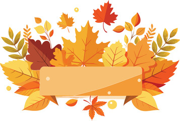 autumn foliage on white background. Banner with fall leaves . Vector illustration 