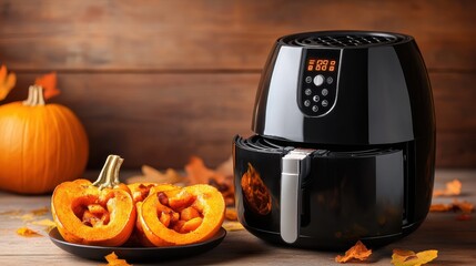 Autumnal Pumpkin Slices with Air Fryer and Cozy Lighting