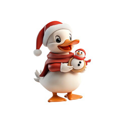 Cute Christmas Duck Holding Snowman Cookie