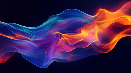 Dynamic Flames in Blue, Pink and Orange on Black Background