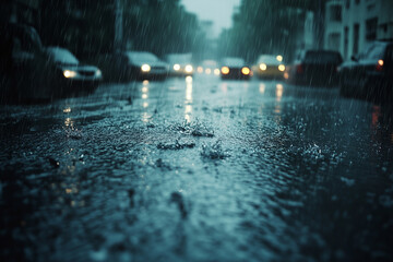 Heavy rain flooded city roads which resulted in urban water damage