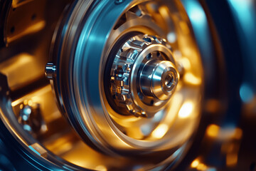Close-up view of a precision ball bearing in a machine mechanism