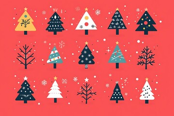 Obraz premium Seamless Christmas tree with red and green colored