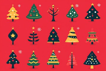Obraz premium Seamless Christmas tree with red and green colored