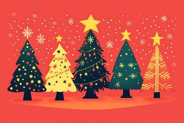 Obraz premium Seamless Christmas tree with red and green colored