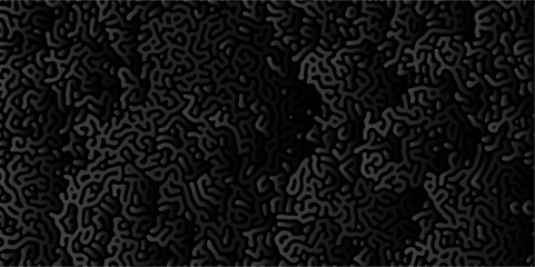 Abstract truing organic wallpaper Turing reaction diffusion monochrome seamless pattern with chaotic motion. Generative algorithm psychedelic background. Reaction-diffusion or truing pattern formation