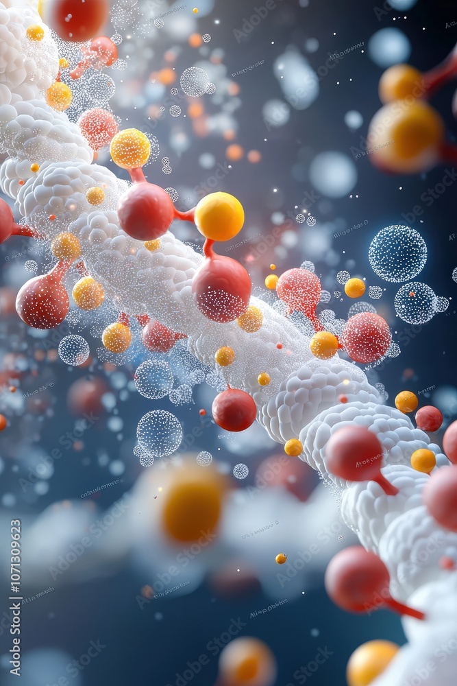 Poster 3d model of proteins connecting in a lab setting