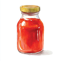 Ketchup watercolor clipart illustration