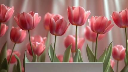 Floating Floral Frame Surrounding a Minimalist White Podium for Displaying Products or Art