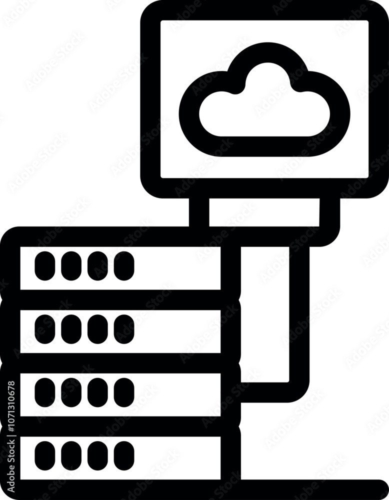 Poster server rack connecting to cloud computing, symbolizing data storage, network infrastructure, and mod