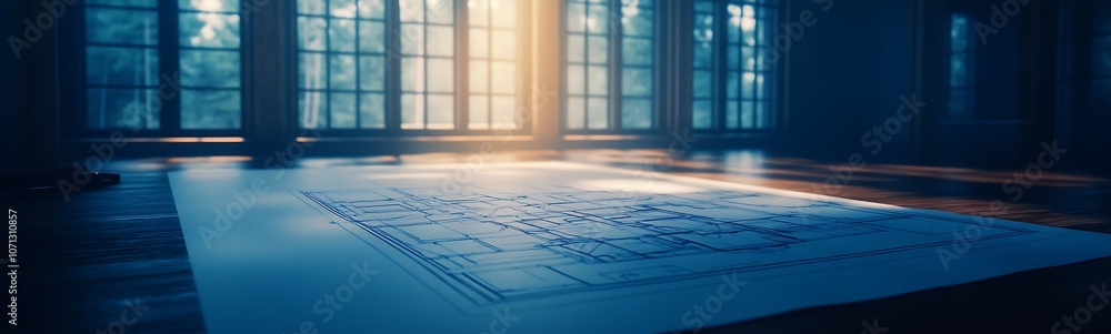 Poster a serene, illuminated room showcases a detailed surface under a soft beam of light, surrounded by la
