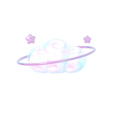 3D Purple Cloud Holographic 