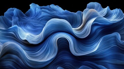 Abstract blue and white flowing waves.