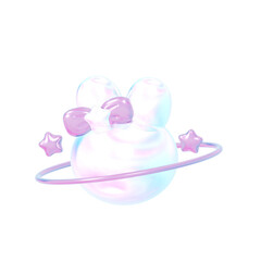 3D Purple Rabbit Holographic 