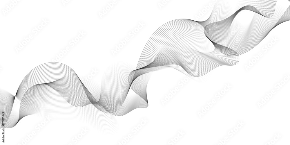 Aufkleber abstract grey wavy lines digital frequency track equalizer background. curved wave smooth stripe sea