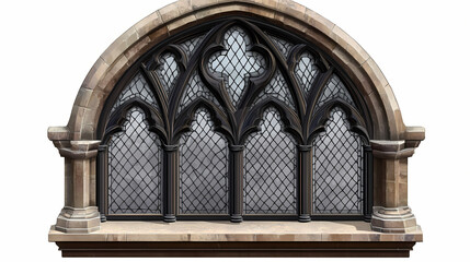 Naklejka premium Gothic window. isolated object, transparent background. Gothic. Illustration