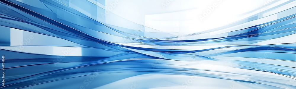 Leinwandbilder A futuristic abstract design featuring flowing blue lines and light, creating a sense of depth and movement.