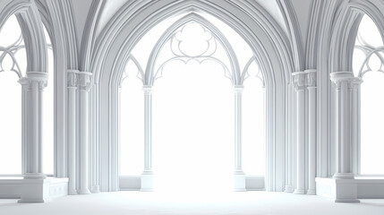 Minimal gothic arch architecture transparent background spirituality. generative ai. detailed premium arts. Gothic. Illustration