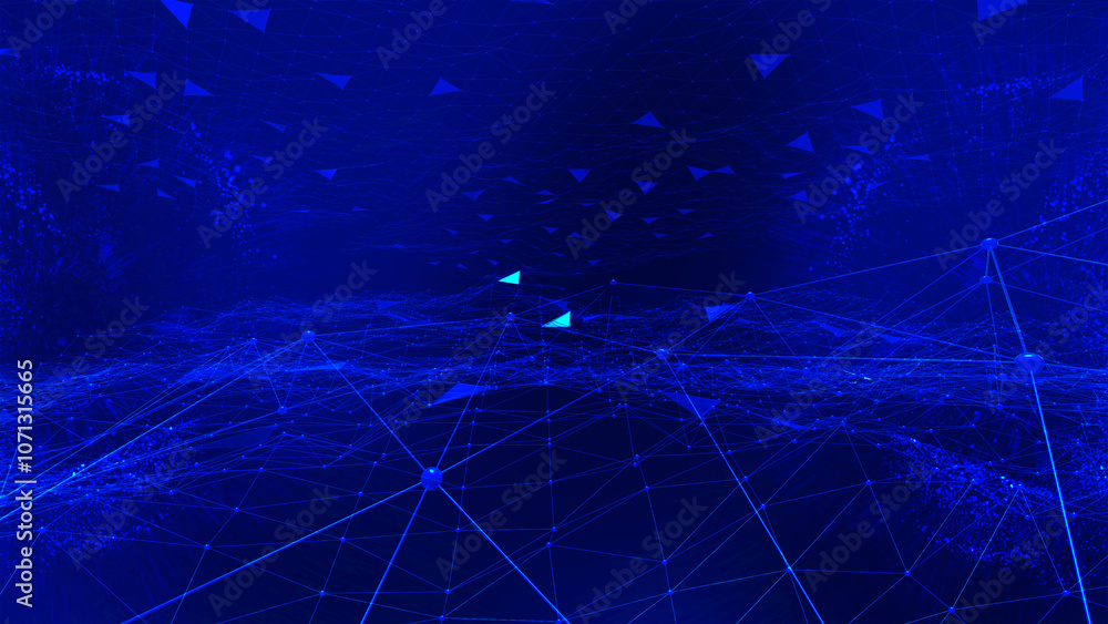 Aufkleber abstract geometric background connecting dots as plexus in blue. tech circle and technology backgrou