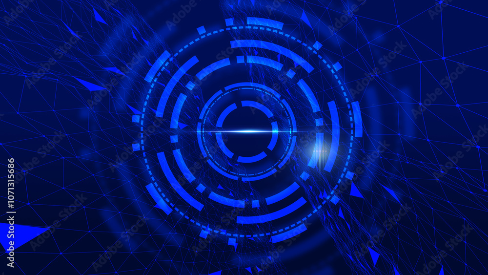 Aufkleber abstract geometric background connecting dots as plexus in blue. tech circle and technology backgrou