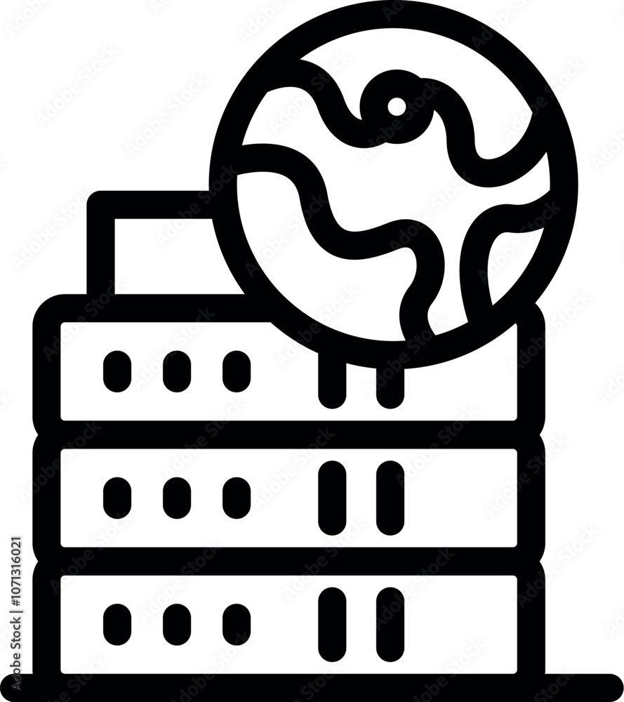 Aufkleber server infrastructure supporting global communication and data management, symbolizing worldwide con