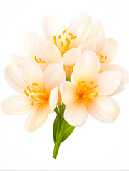 Delicate Creamy Blossom Bouquet on White Background