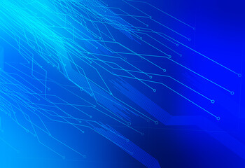 Abstract geometric background connecting dots as plexus in blue. tech circle and technology background. Futuristic interface. Futuristic flowing grid on bokeh lights background	