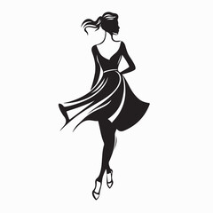 Fashion Model Walking Runway Show Stock Illustrations  isolated on white background.