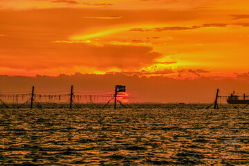 Fototapeta premium The seascape was taken at sunset
