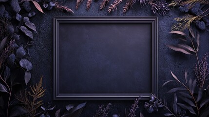 frame on a dark background. background with empty space for inscription texts and titles of desktop postcards 
