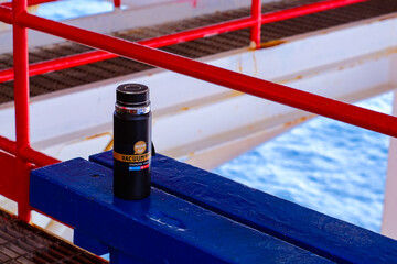 a drinking water bottle for workers working on the rig