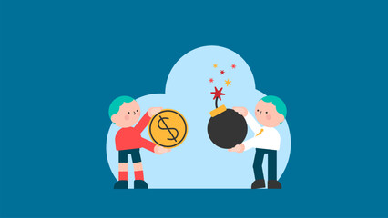 Risk. Business people and dangerous deal. Concept business vector illustration. Flat character, Cartoon style design.
