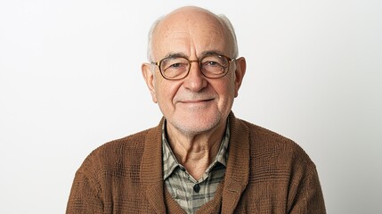 Obraz premium Portrait of Senior Man with Glasses and Warm Sweater