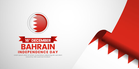 Bahrain national day, Bahrain independence day banner background with realistic flag