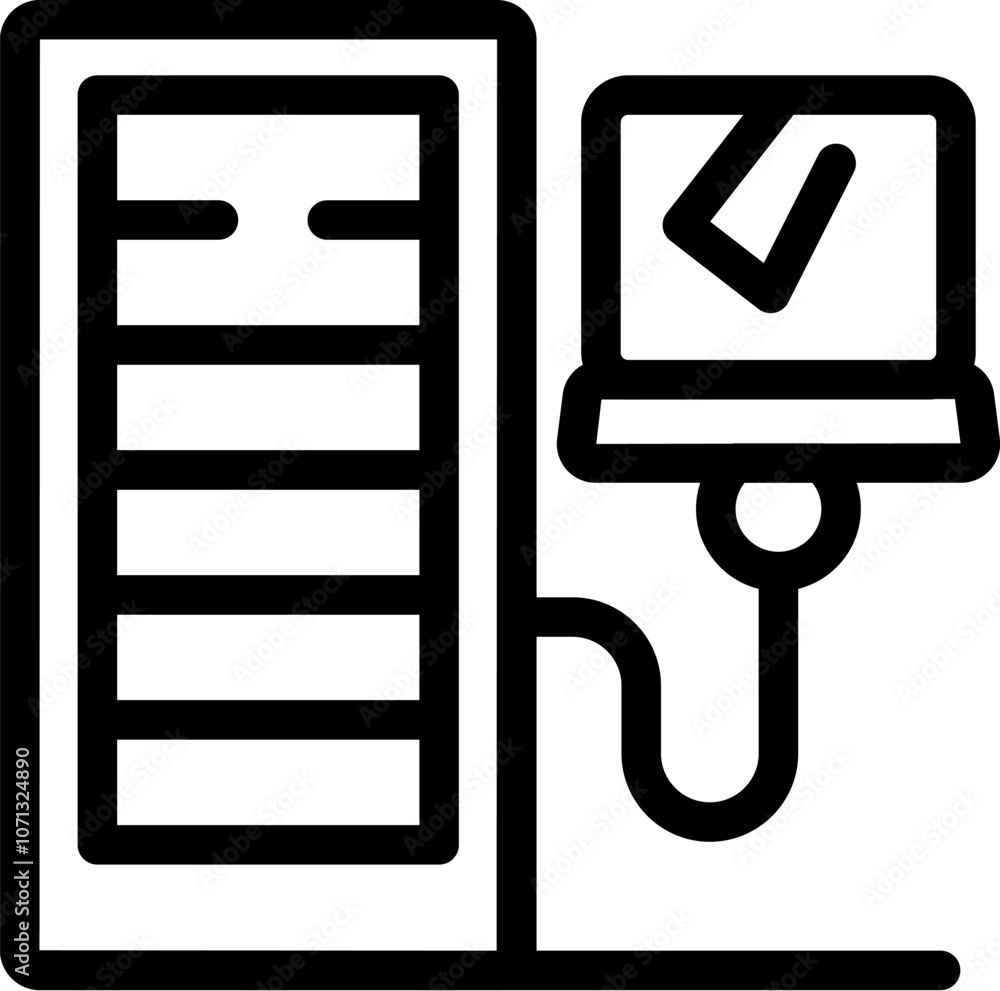 Poster data backup process completing with laptop connected to server, ensuring data security and recovery