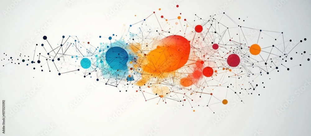Aufkleber abstract colorful connected dots forming a network.