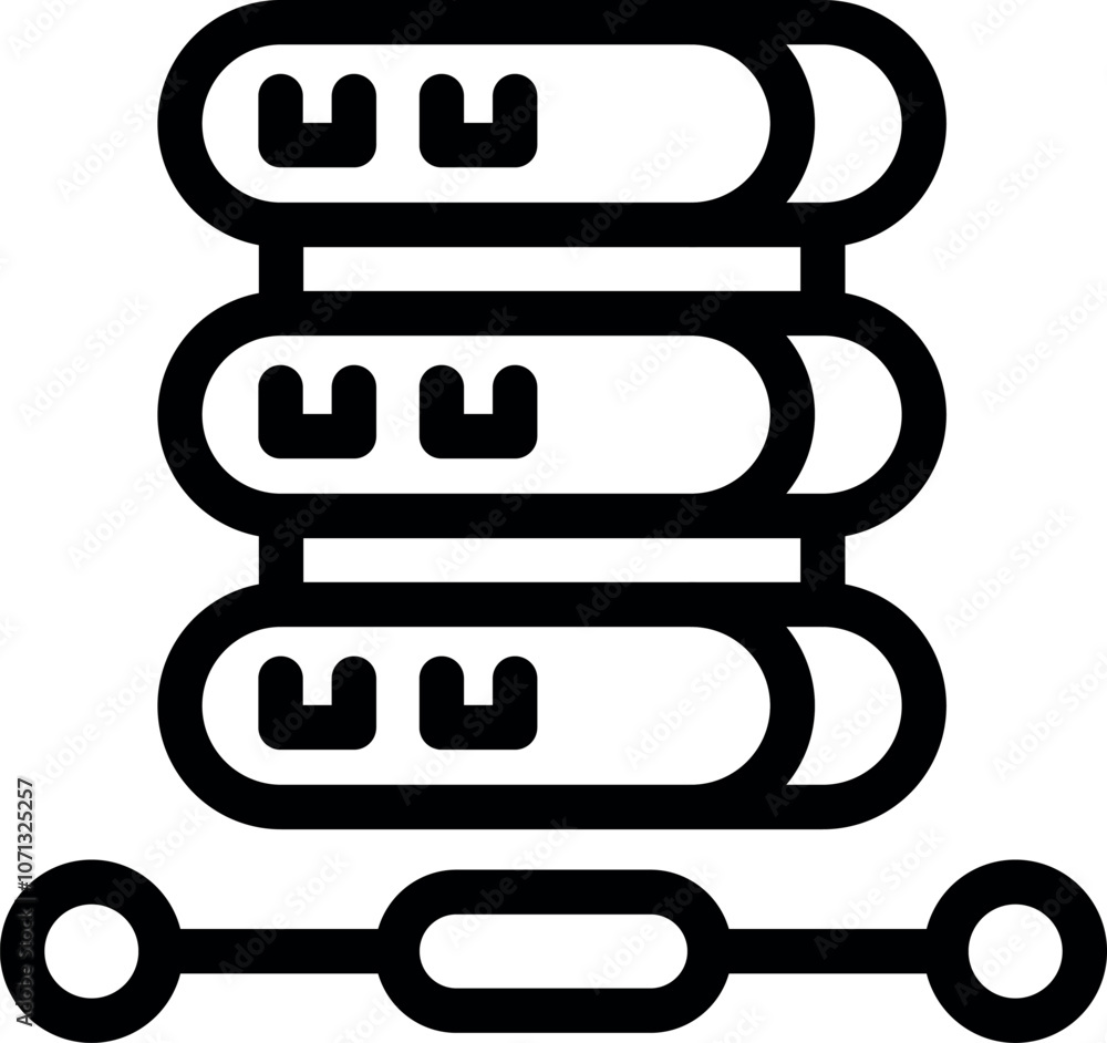 Poster server rack icon representing data storage, network infrastructure, and cloud computing services