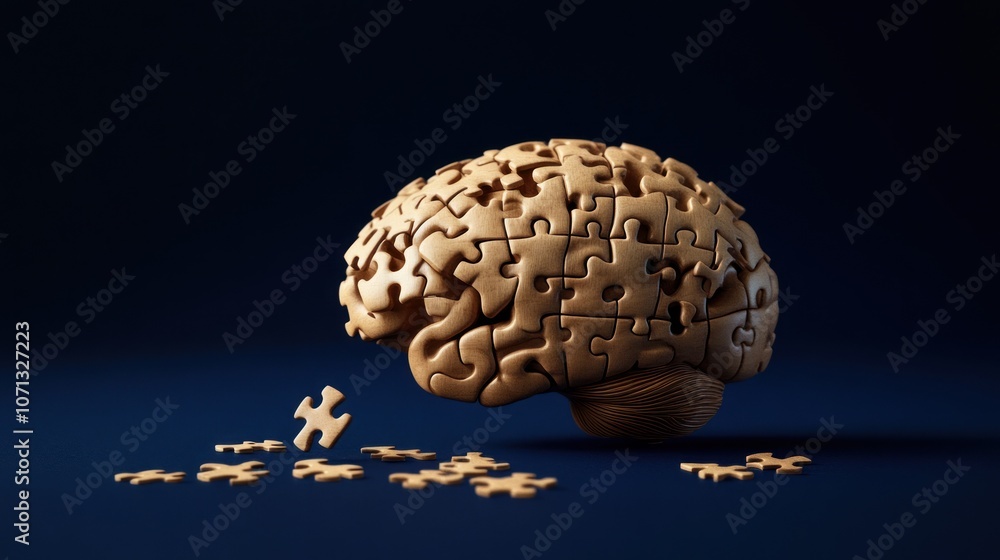 Aufkleber a brain made of puzzle pieces symbolizes complex thoughts and problem-solving.