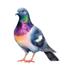 Fototapeta premium Colorful Pigeon Bird with Watercolor Style