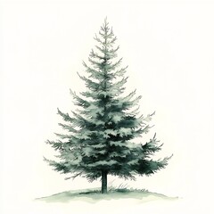 Fototapeta premium Watercolor Christmas Tree Illustration for Holiday Decor and Nature Art Lovers : Generative AI