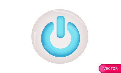 Turn off on button round blue concept realistic 3d design icon plastic new idea vector