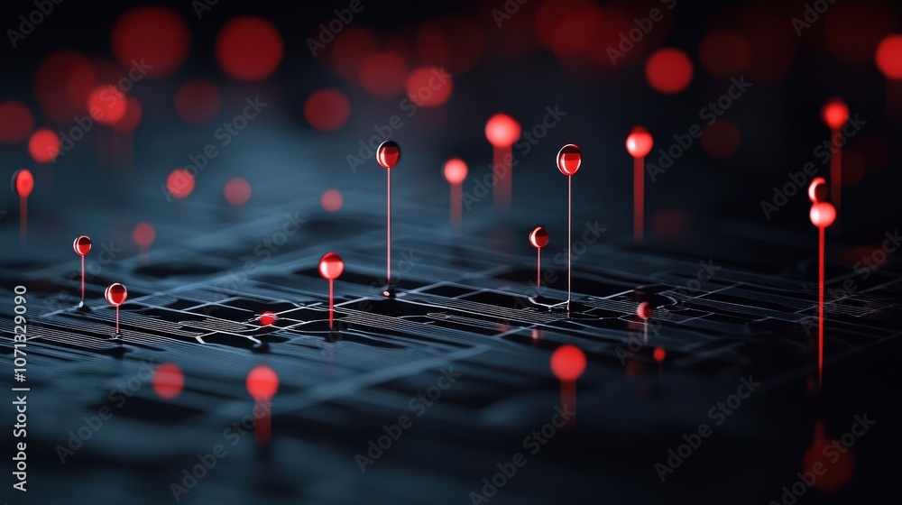 Aufkleber Exploring the intersection of technology and data with red visual elements