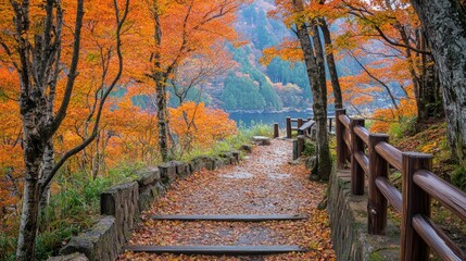 Serene Pathway Through Autumn Forest Colors