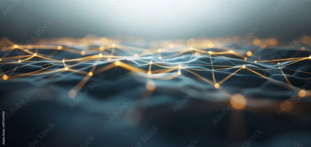 Aufkleber A detailed view of interconnected lines and nodes resembling a digital network, set against a blurred background for a modern and dynamic feel.