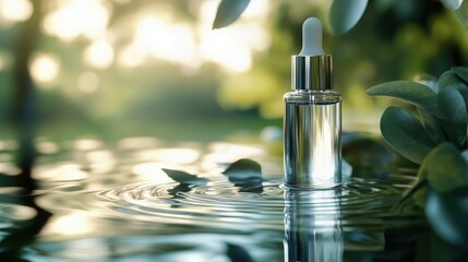 Serene Reflection of Essential Oil on Calm Water