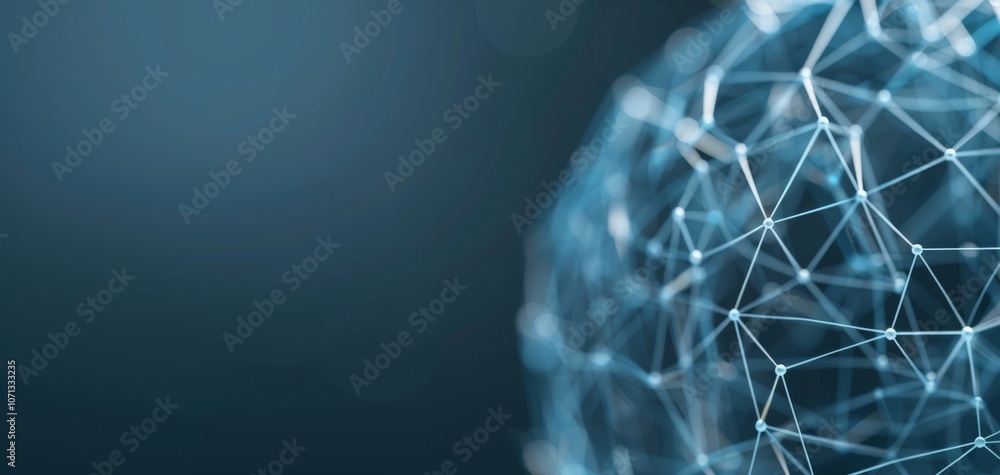 Aufkleber Abstract digital network, interconnected nodes forming a sphere, technological background with blue tones, highlighting connectivity and data flow.