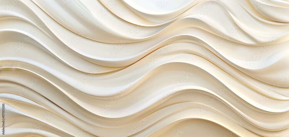 Poster Abstract wavy pattern with soft cream colors. Smooth, flowing shapes create an elegant and modern design, perfect for backgrounds or textures in various creative projects.