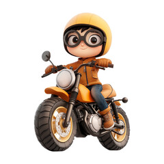 Obraz premium Cute cartoon boy riding a motorcycle