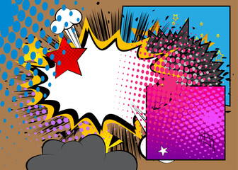 Cartoon Background, comic book backdrop. Retro vector comics pop art design.